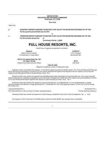 Vorschaubild Full House Resorts
 10-Q Quartalsbericht 2016 