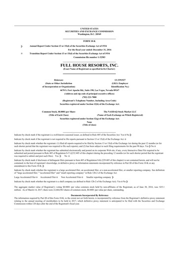 Thumbnail Full House Resorts
 10-K Annual Report 2016