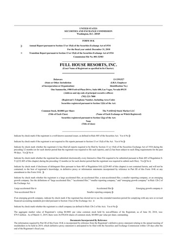 Thumbnail Full House Resorts
 10-K Annual Report 2018