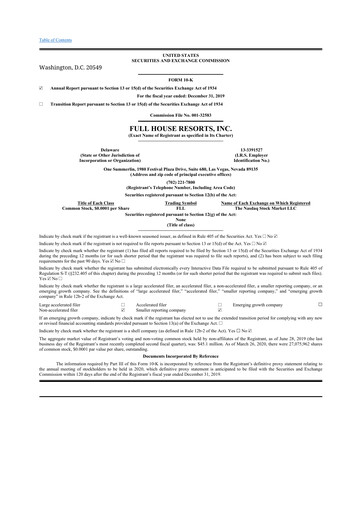 Thumbnail Full House Resorts
 10-K Annual Report 2019