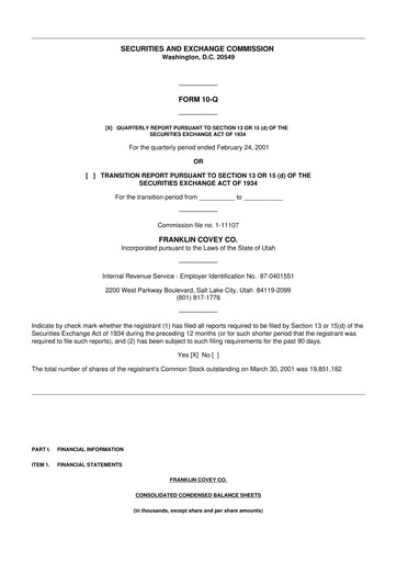 Thumbnail Franklin Covey 10-Q Quarterly Report FY 