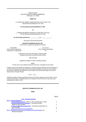 Thumbnail BioCryst Pharmaceuticals
 10-Q Quarterly Report FY 