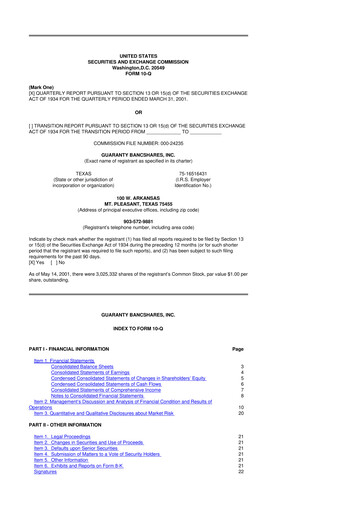 Thumbnail Guaranty Bancshares 10-Q Quarterly Report FY 