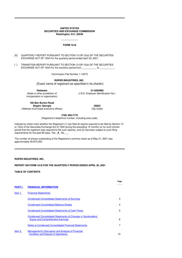 Miniature Roper Technologies 10-Q Rapport trimestriel  