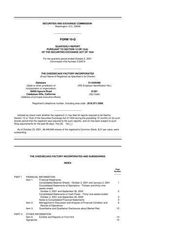 Vorschaubild The Cheesecake Factory
 10-Q Quartalsbericht  