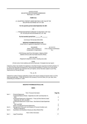 Thumbnail BioCryst Pharmaceuticals
 10-Q Quarterly Report FY 