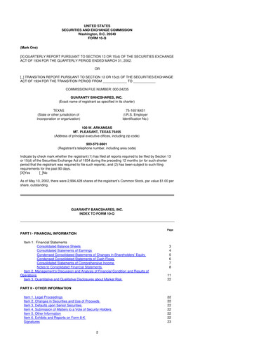 Thumbnail Guaranty Bancshares 10-Q Quarterly Report FY 