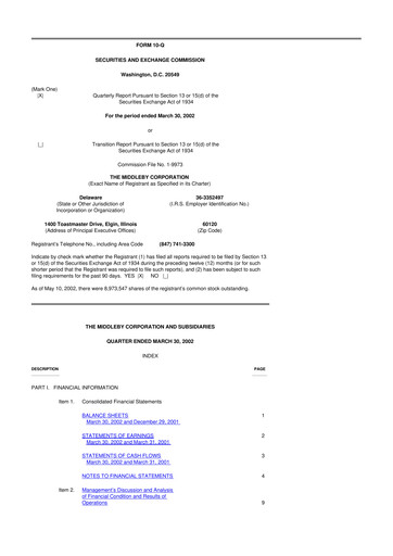 Thumbnail Middleby 10-Q Quarterly Report FY 