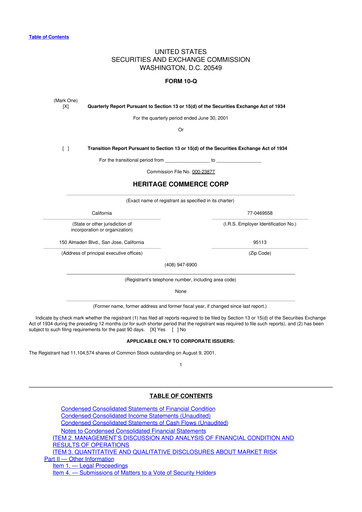 Thumbnail Heritage Commerce 10-Q Quarterly Report FY 