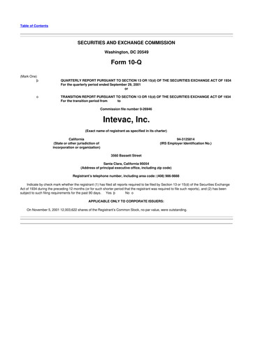 Thumbnail Intevac
 10-Q Quarterly Report FY 