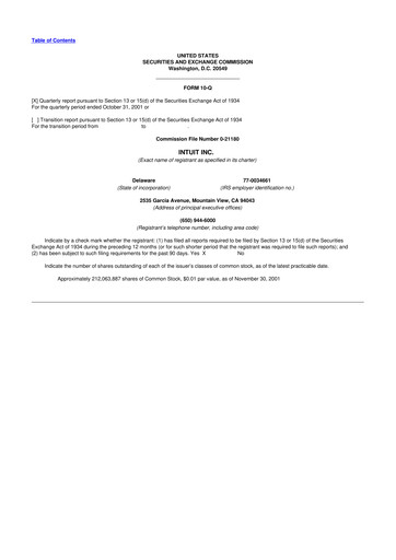 Miniature Intuit 10-Q Rapport trimestriel  