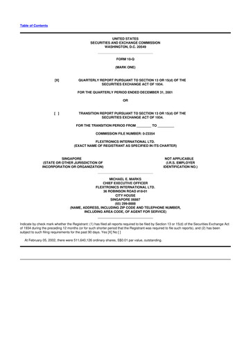 Miniature Flex 10-Q Rapport trimestriel  