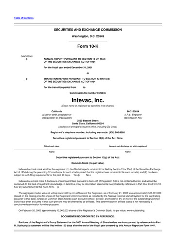 Thumbnail Intevac
 10-K Annual Report 2001