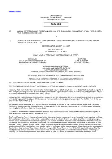 Thumbnail pets.com (IPET Holdings) 10-K Annual Report 