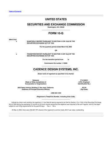 Thumbnail Cadence Design Systems 10-Q Quarterly Report FY 