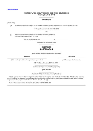 Miniature Immersion Corporation
 10-Q Rapport trimestriel  