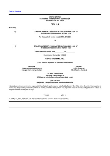 Miniature Cisco 10-Q Rapport trimestriel  