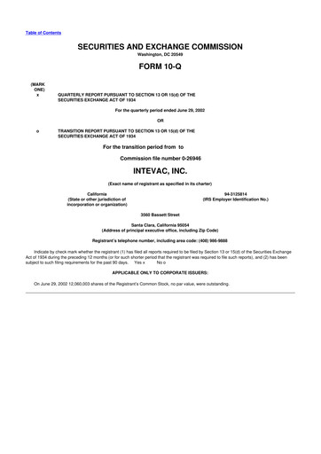 Thumbnail Intevac
 10-Q Quarterly Report FY 