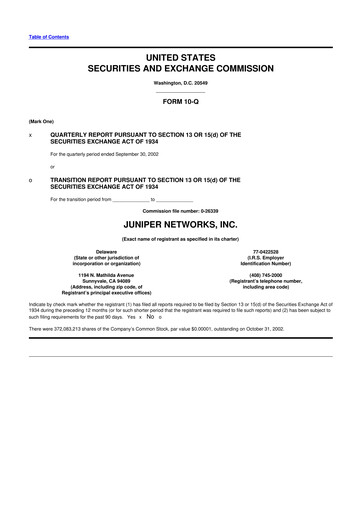 Vorschaubild Juniper Networks
 10-Q Quartalsbericht  