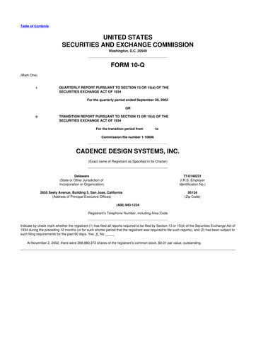 Thumbnail Cadence Design Systems 10-Q Quarterly Report FY 