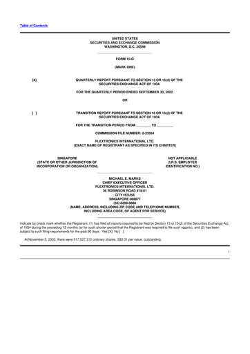 Miniature Flex 10-Q Rapport trimestriel  