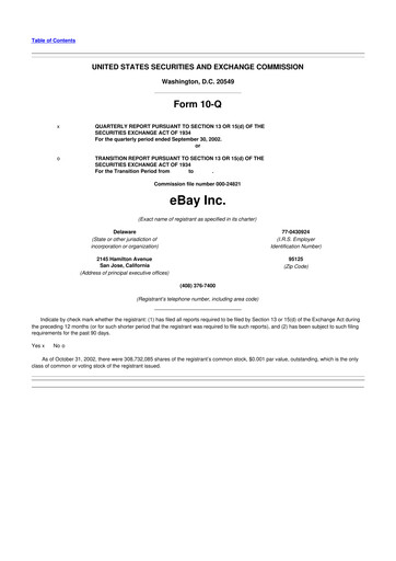 Thumbnail eBay 10-Q Quarterly Report FY 