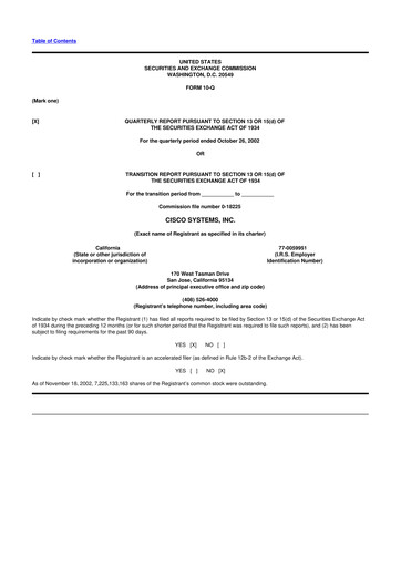 Miniature Cisco 10-Q Rapport trimestriel  