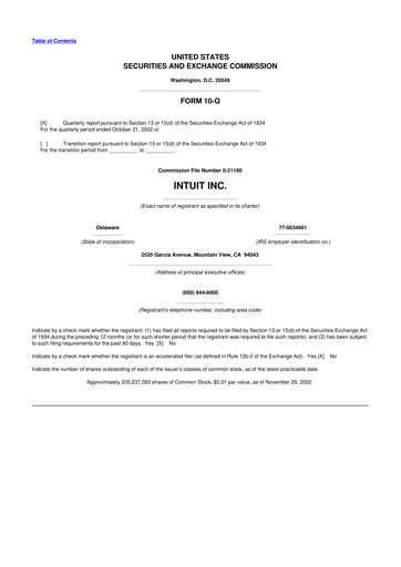 Miniature Intuit 10-Q Rapport trimestriel  