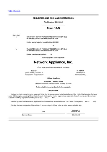 Miniature NetApp
 10-Q Rapport trimestriel  