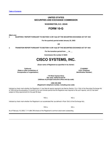 Miniature Cisco 10-Q Rapport trimestriel  