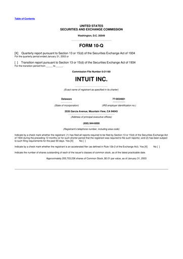 Miniature Intuit 10-Q Rapport trimestriel  