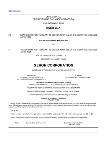 Thumbnail Geron 10-Q Quarterly Report FY 