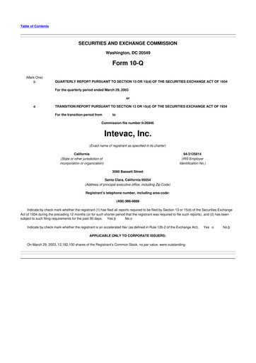 Thumbnail Intevac
 10-Q Quarterly Report FY 