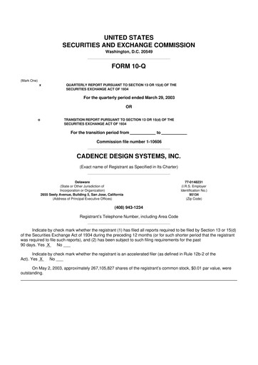 Thumbnail Cadence Design Systems 10-Q Quarterly Report FY 