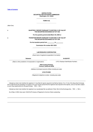 Vorschaubild Lam Research 10-Q Quartalsbericht  