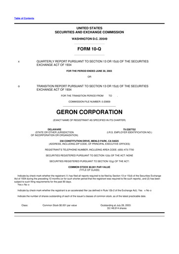 Thumbnail Geron 10-Q Quarterly Report FY 