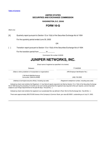 Vorschaubild Juniper Networks
 10-Q Quartalsbericht  