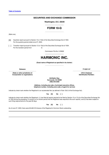 Thumbnail Harmonic Inc. 10-Q Quarterly Report FY 