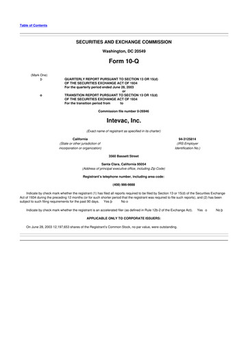 Thumbnail Intevac
 10-Q Quarterly Report FY 