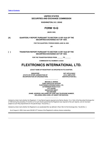 Miniature Flex 10-Q Rapport trimestriel  