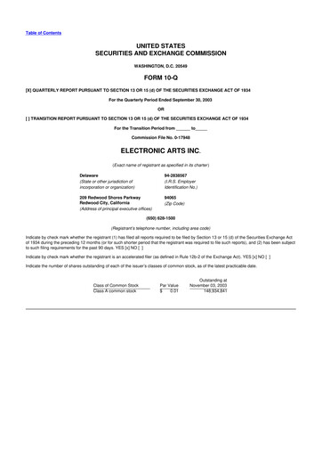 Thumbnail Electronic Arts 10-Q Quarterly Report FY 