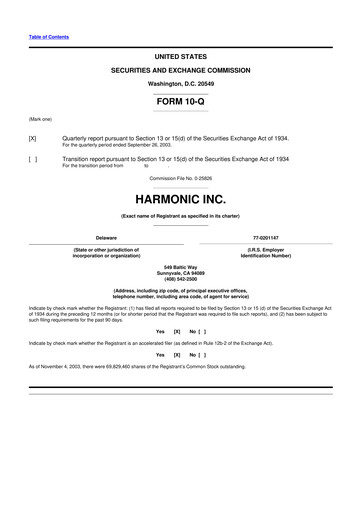 Thumbnail Harmonic Inc. 10-Q Quarterly Report FY 