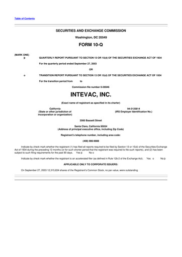 Thumbnail Intevac
 10-Q Quarterly Report FY 