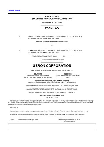 Thumbnail Geron 10-Q Quarterly Report FY 