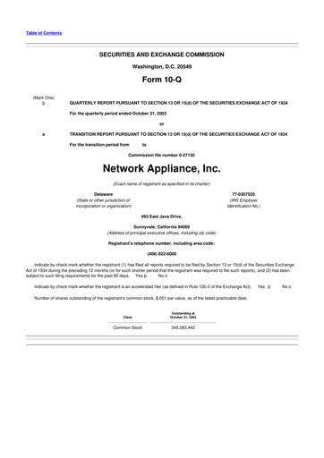 Miniature NetApp
 10-Q Rapport trimestriel  