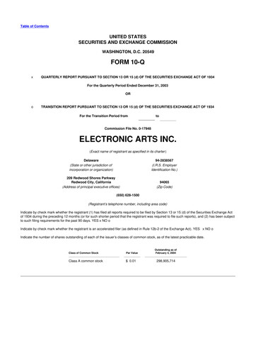 Thumbnail Electronic Arts 10-Q Quarterly Report FY 