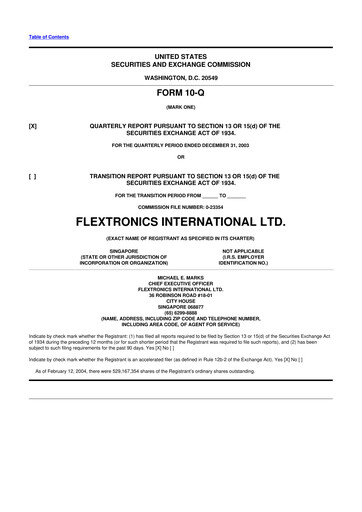 Miniature Flex 10-Q Rapport trimestriel  