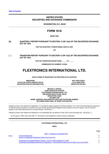 Miniature Flex 10-Q Rapport trimestriel  