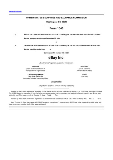 Thumbnail eBay 10-Q Quarterly Report FY 