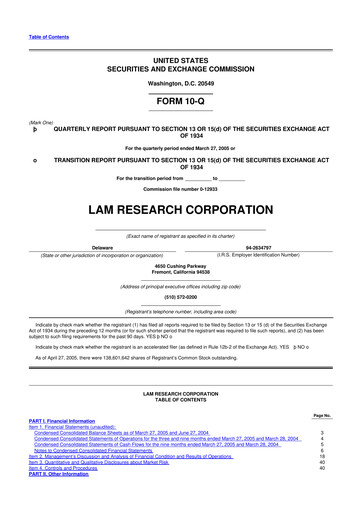 Vorschaubild Lam Research 10-Q Quartalsbericht  